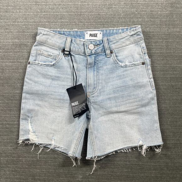 PAIGE Pants - Paige Shorts Women 23 Sarah Longline Blue High Rise Vintage Cut Off Stretch
